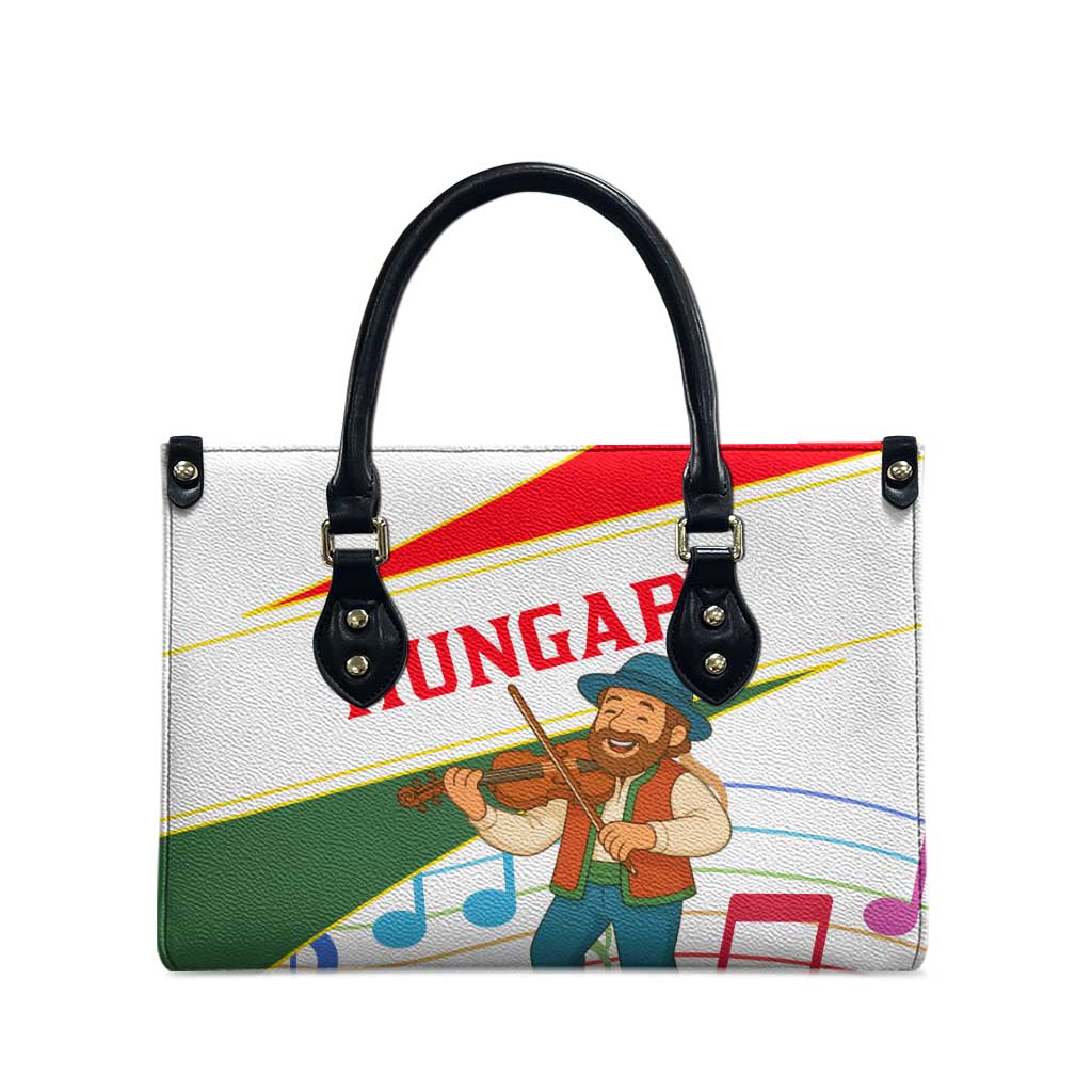 Hungary Leather Bag with Folk Musician Illustration Design and Traditional Floral - Wonder Print Shop