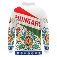 Hungary Long Sleeve Polo Shirt with Folk Musician Illustration Design and Traditional Floral - Wonder Print Shop