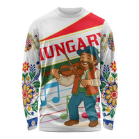 Hungary Long Sleeve Shirt with Folk Musician Illustration Design and Traditional Floral - Wonder Print Shop