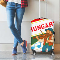 Hungary Luggage Cover with Folk Musician Illustration Design and Traditional Floral - Wonder Print Shop