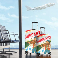 Hungary Luggage Cover with Folk Musician Illustration Design and Traditional Floral - Wonder Print Shop
