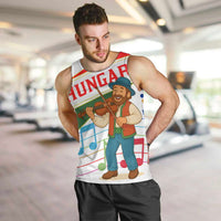 Hungary Men Tank Top with Folk Musician Illustration Design and Traditional Floral - Wonder Print Shop
