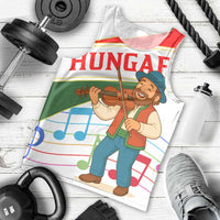 Hungary Men Tank Top with Folk Musician Illustration Design and Traditional Floral - Wonder Print Shop
