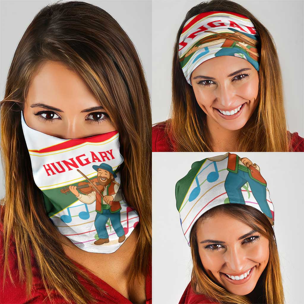 Hungary Neck Gaiter with Folk Musician Illustration Design and Traditional Floral - Wonder Print Shop