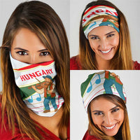 Hungary Neck Gaiter with Folk Musician Illustration Design and Traditional Floral - Wonder Print Shop
