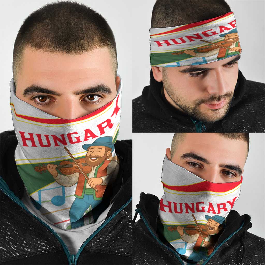 Hungary Neck Gaiter with Folk Musician Illustration Design and Traditional Floral - Wonder Print Shop