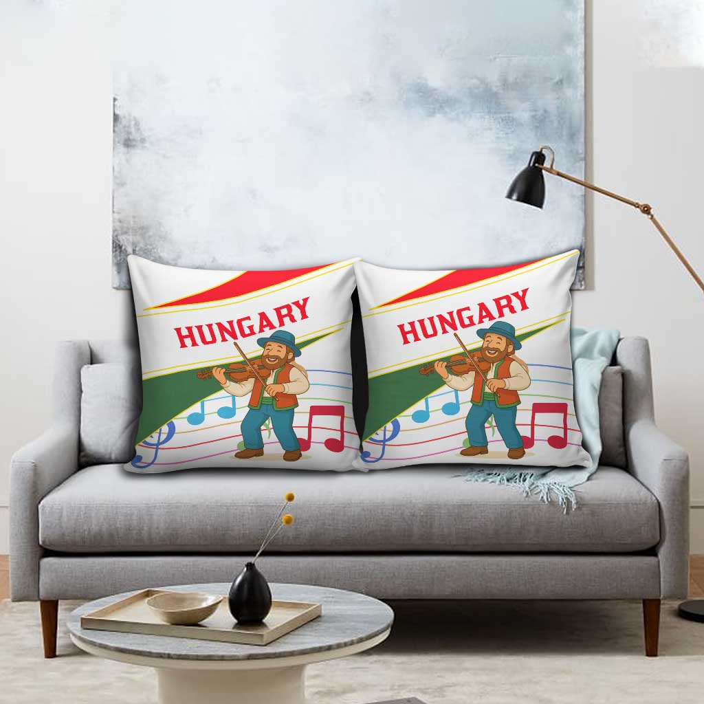 Hungary Pillow Cover with Folk Musician Illustration Design and Traditional Floral - Wonder Print Shop