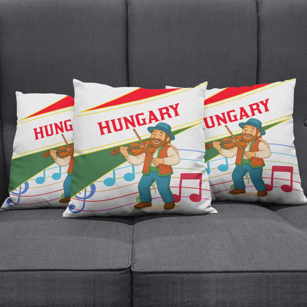 Hungary Pillow Cover with Folk Musician Illustration Design and Traditional Floral - Wonder Print Shop