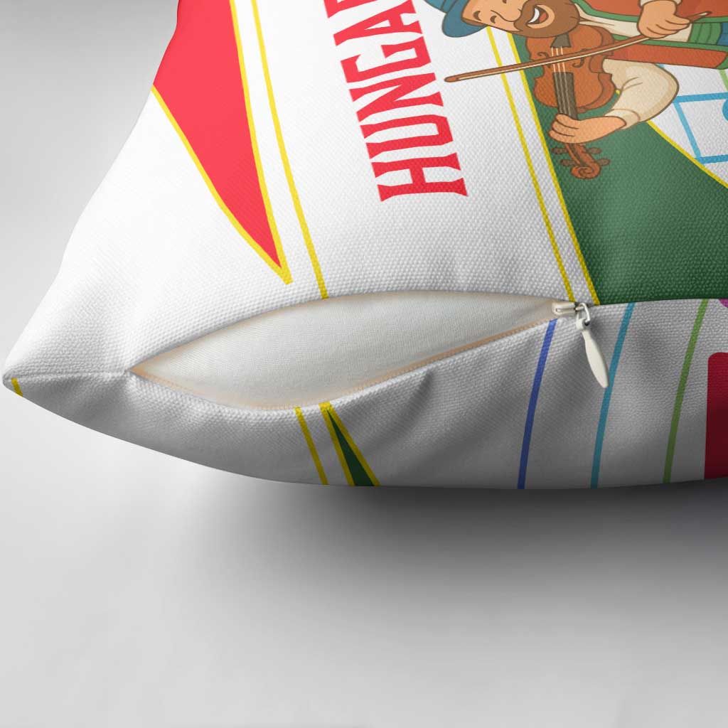 Hungary Pillow Cover with Folk Musician Illustration Design and Traditional Floral - Wonder Print Shop