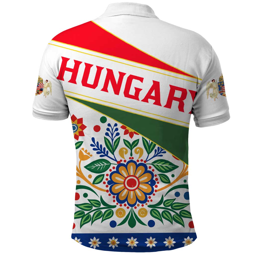 Hungary Polo Shirt with Folk Musician Illustration Design and Traditional Floral - Wonder Print Shop