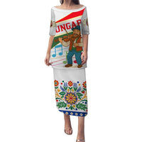 Hungary Puletasi with Folk Musician Illustration Design and Traditional Floral - Wonder Print Shop