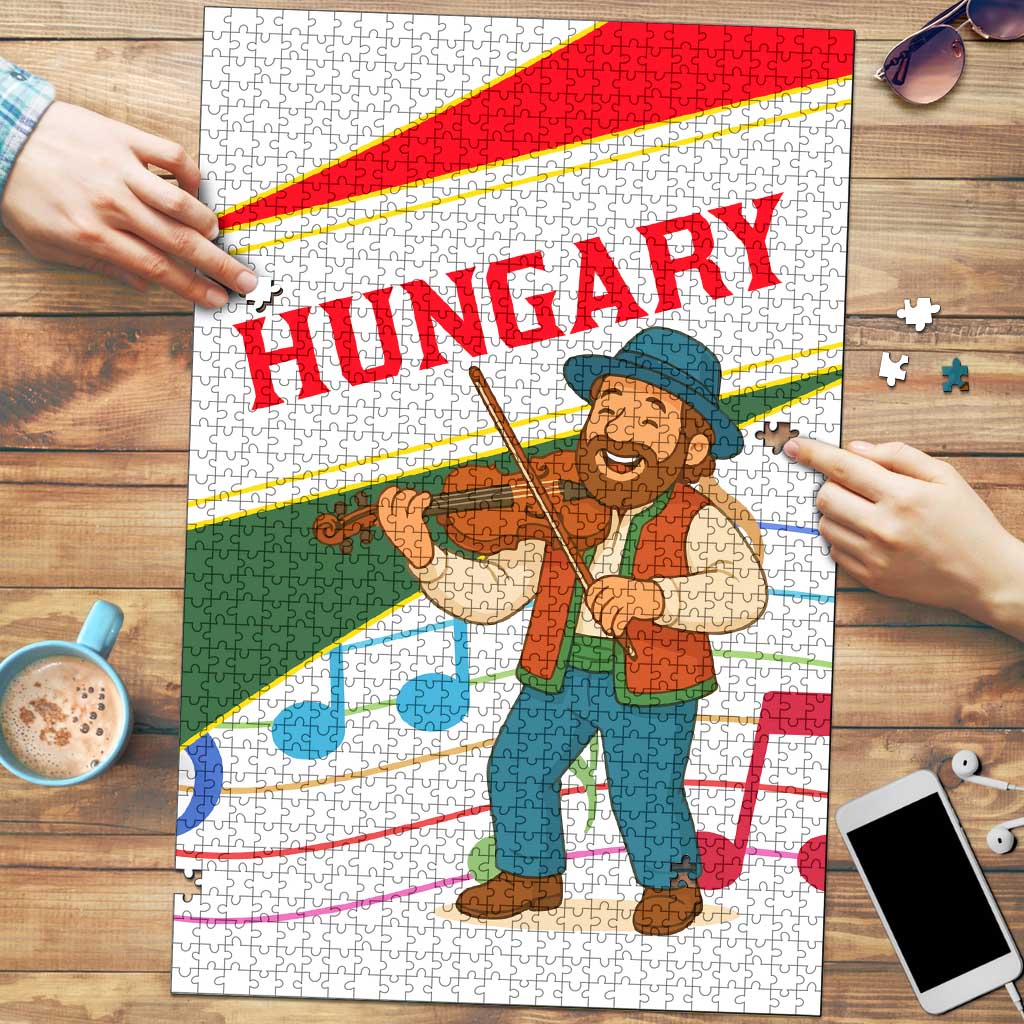 Hungary Puzzle with Folk Musician Illustration Design and Traditional Floral - Wonder Print Shop