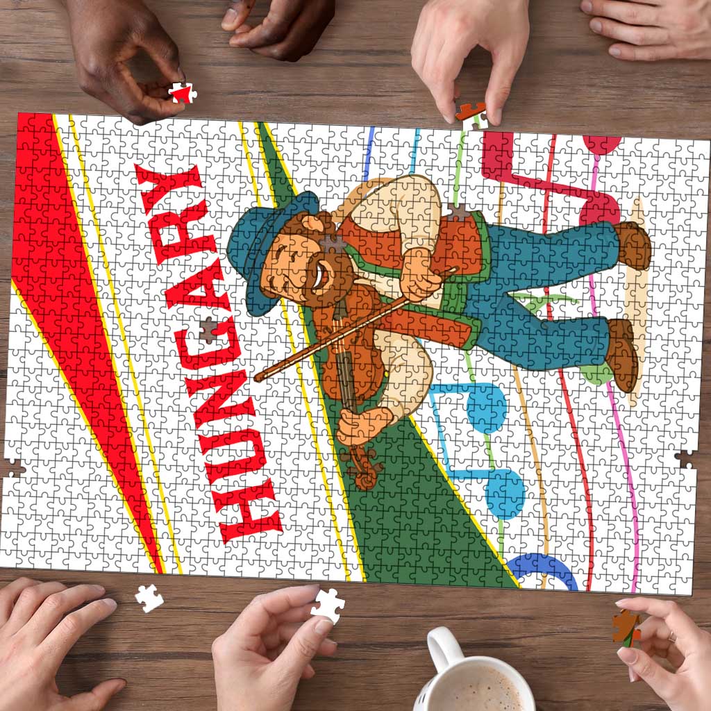 Hungary Puzzle with Folk Musician Illustration Design and Traditional Floral - Wonder Print Shop