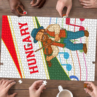 Hungary Puzzle with Folk Musician Illustration Design and Traditional Floral - Wonder Print Shop