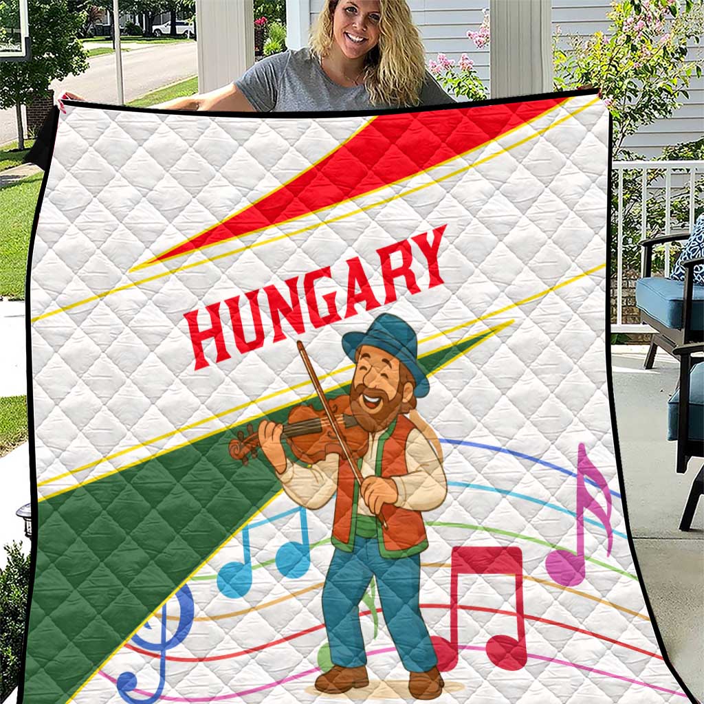 Hungary Quilt with Folk Musician Illustration Design and Traditional Floral - Wonder Print Shop