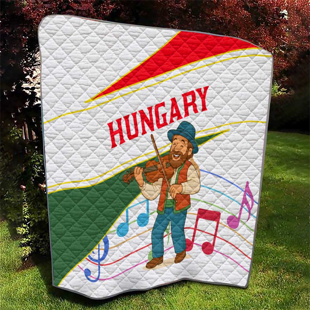 Hungary Quilt with Folk Musician Illustration Design and Traditional Floral - Wonder Print Shop