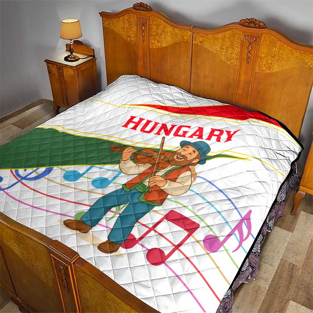 Hungary Quilt with Folk Musician Illustration Design and Traditional Floral - Wonder Print Shop
