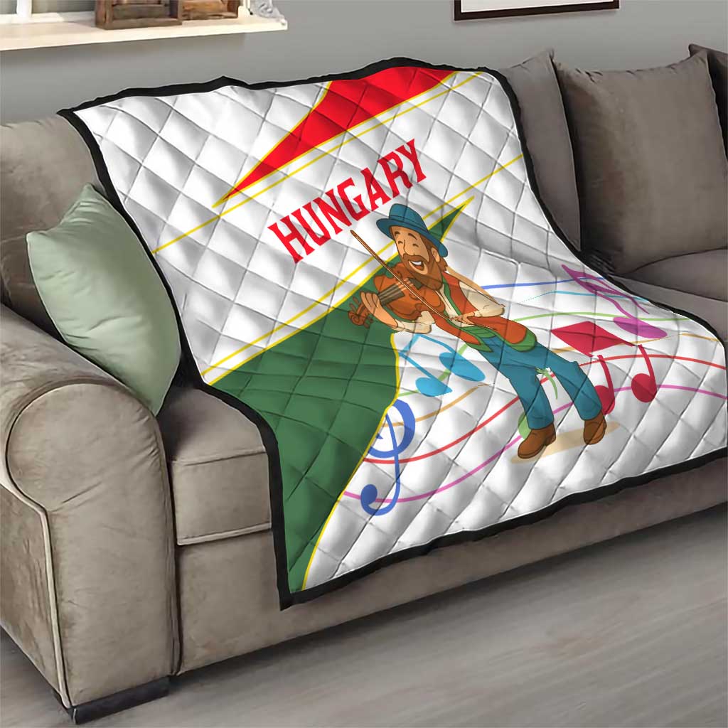 Hungary Quilt with Folk Musician Illustration Design and Traditional Floral - Wonder Print Shop