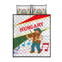 Hungary Quilt Bed Set with Folk Musician Illustration Design and Traditional Floral - Wonder Print Shop