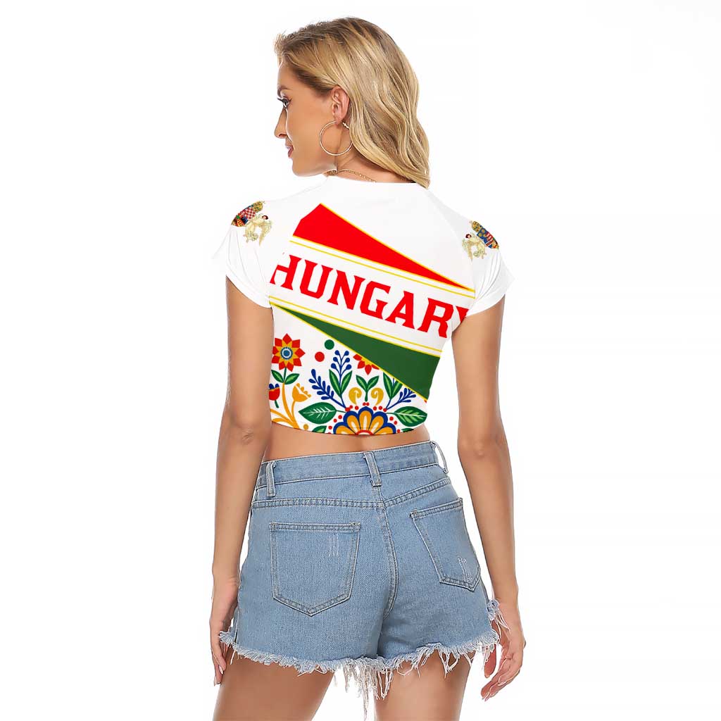 Hungary Raglan Cropped T Shirt with Folk Musician Illustration Design and Traditional Floral - Wonder Print Shop
