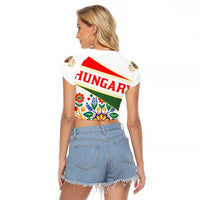 Hungary Raglan Cropped T Shirt with Folk Musician Illustration Design and Traditional Floral - Wonder Print Shop