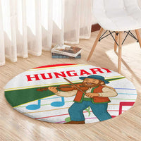 Hungary Round Carpet with Folk Musician Illustration Design and Traditional Floral - Wonder Print Shop