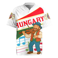 Hungary Rugby Jersey with Folk Musician Illustration Design and Traditional Floral - Wonder Print Shop