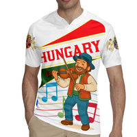 Hungary Rugby Jersey with Folk Musician Illustration Design and Traditional Floral - Wonder Print Shop