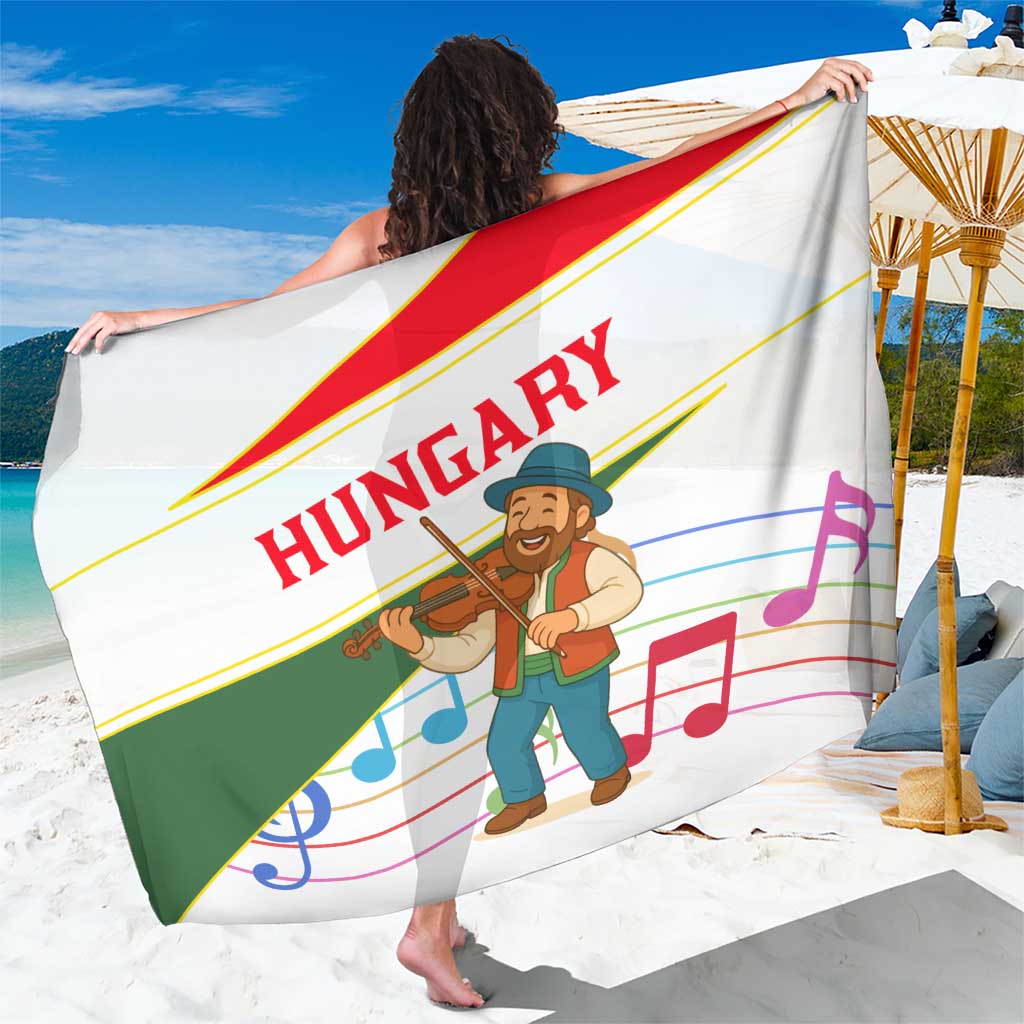 Hungary Sarong with Folk Musician Illustration Design and Traditional Floral - Wonder Print Shop