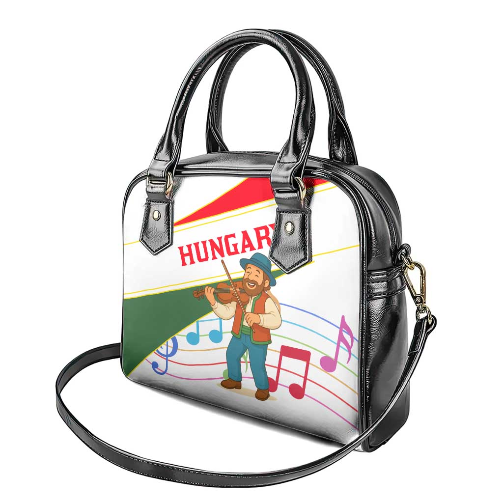 Hungary Shoulder Handbag with Folk Musician Illustration Design and Traditional Floral - Wonder Print Shop