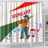 Hungary Shower Curtain with Folk Musician Illustration Design and Traditional Floral - Wonder Print Shop