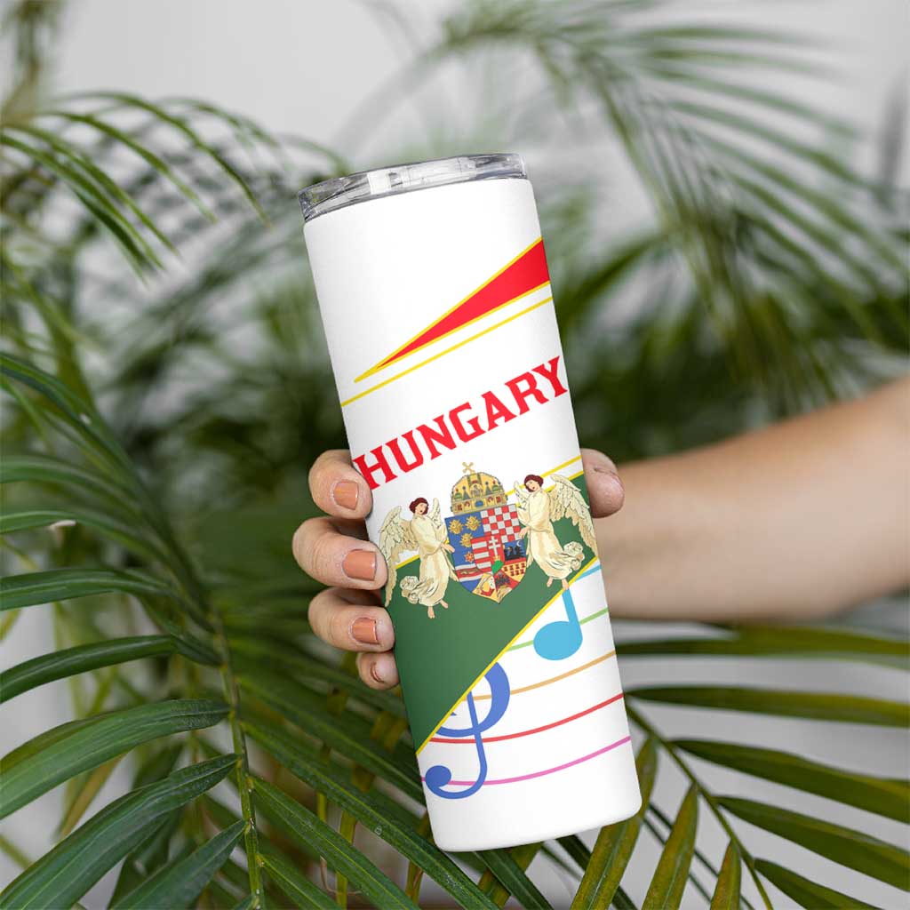 Hungary Skinny Tumbler with Folk Musician Illustration Design and Traditional Floral - Wonder Print Shop