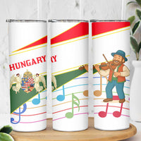Hungary Skinny Tumbler with Folk Musician Illustration Design and Traditional Floral - Wonder Print Shop