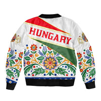 Hungary Sleeve Zip Bomber Jacket with Folk Musician Illustration Design and Traditional Floral - Wonder Print Shop