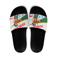 Hungary Slide Sandals with Folk Musician Illustration Design and Traditional Floral - Wonder Print Shop