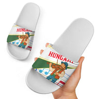 Hungary Slide Sandals with Folk Musician Illustration Design and Traditional Floral - Wonder Print Shop