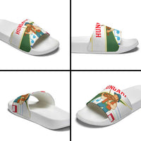 Hungary Slide Sandals with Folk Musician Illustration Design and Traditional Floral - Wonder Print Shop