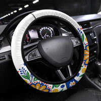 Hungary Steering Wheel Cover with Folk Musician Illustration Design and Traditional Floral - Wonder Print Shop