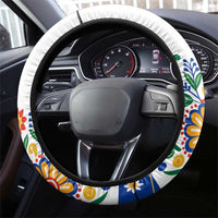 Hungary Steering Wheel Cover with Folk Musician Illustration Design and Traditional Floral - Wonder Print Shop