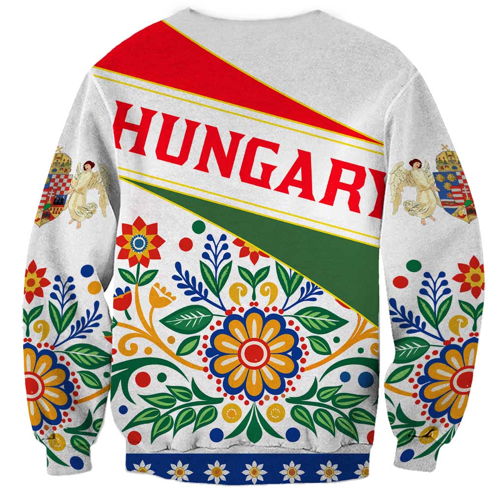 Hungary Sweatshirt with Folk Musician Illustration Design and Traditional Floral - Wonder Print Shop
