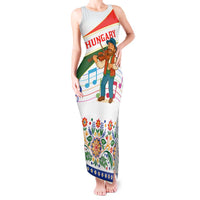 Hungary Tank Maxi Dress with Folk Musician Illustration Design and Traditional Floral - Wonder Print Shop