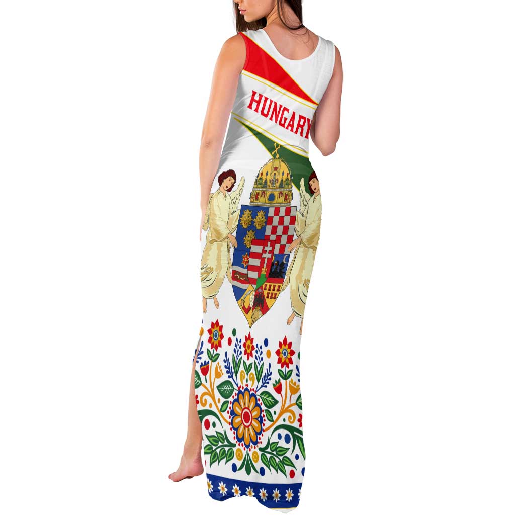 Hungary Tank Maxi Dress with Folk Musician Illustration Design and Traditional Floral - Wonder Print Shop