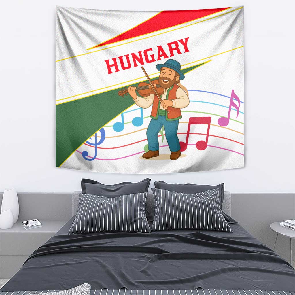 Hungary Tapestry with Folk Musician Illustration Design and Traditional Floral - Wonder Print Shop