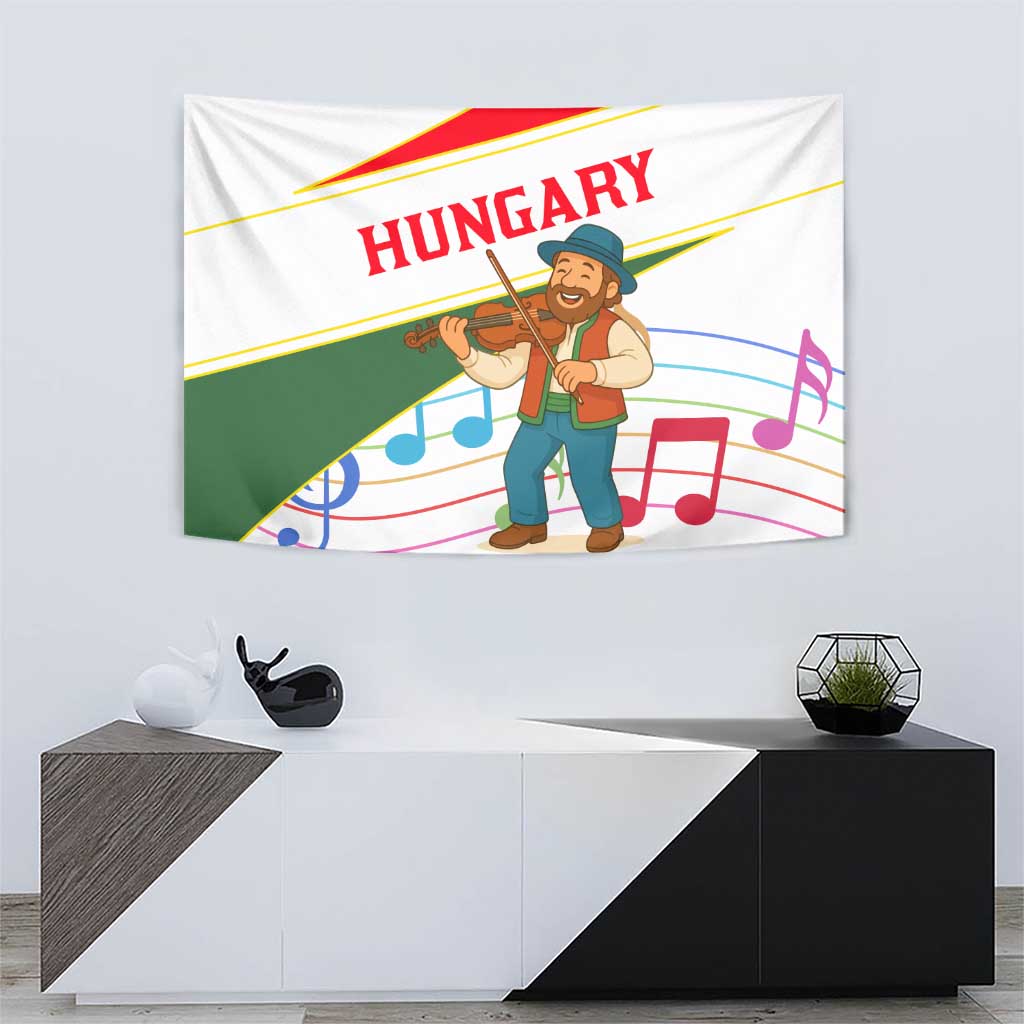 Hungary Tapestry with Folk Musician Illustration Design and Traditional Floral - Wonder Print Shop