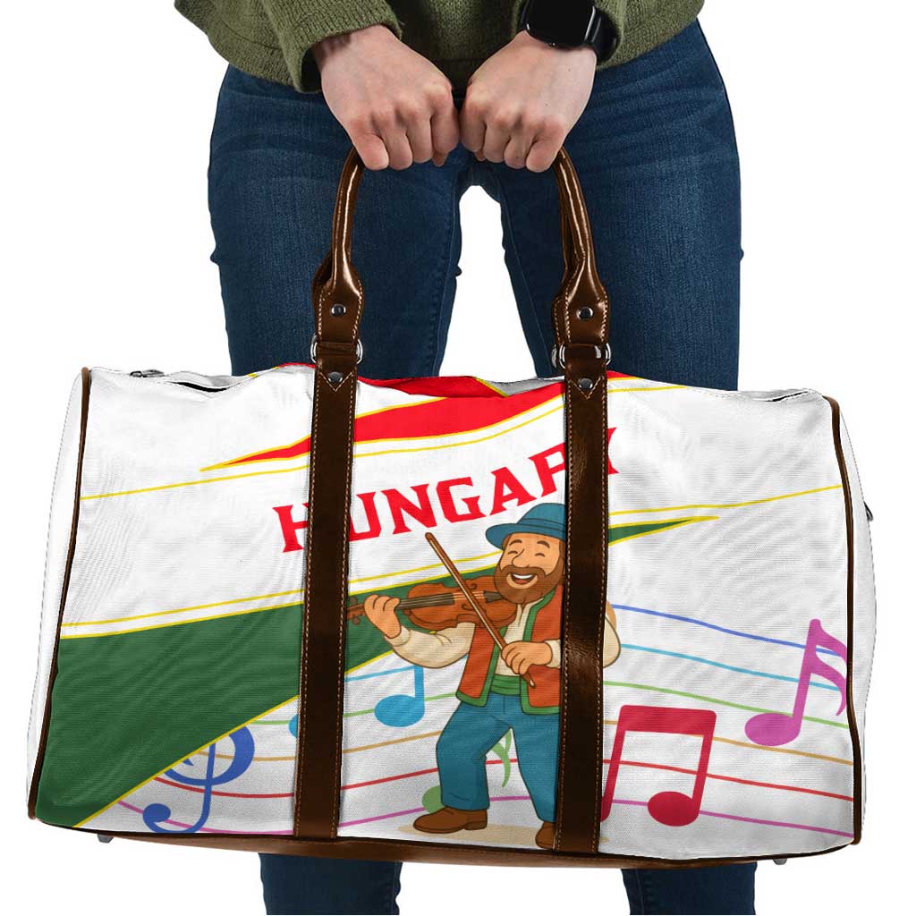 Hungary Travel Bag with Folk Musician Illustration Design and Traditional Floral - Wonder Print Shop