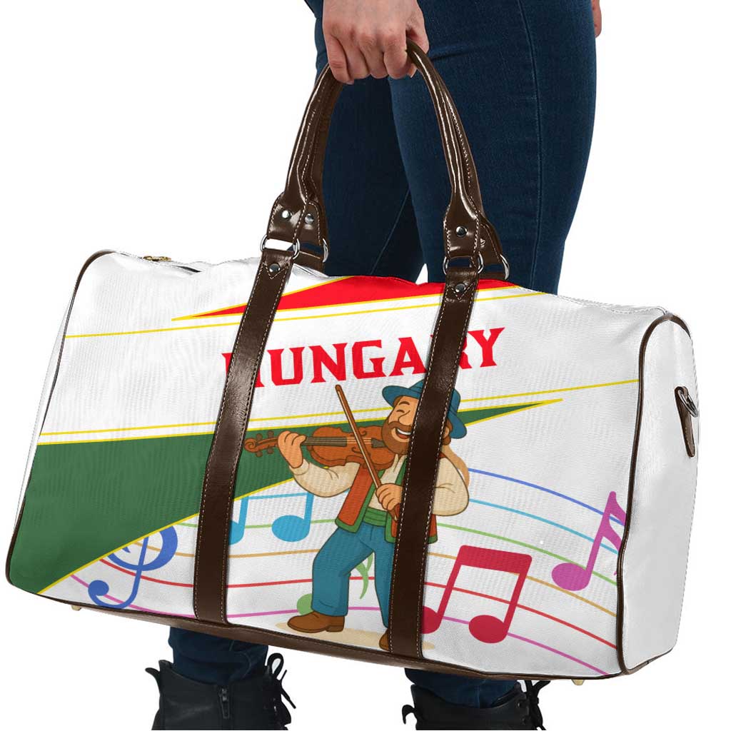 Hungary Travel Bag with Folk Musician Illustration Design and Traditional Floral - Wonder Print Shop