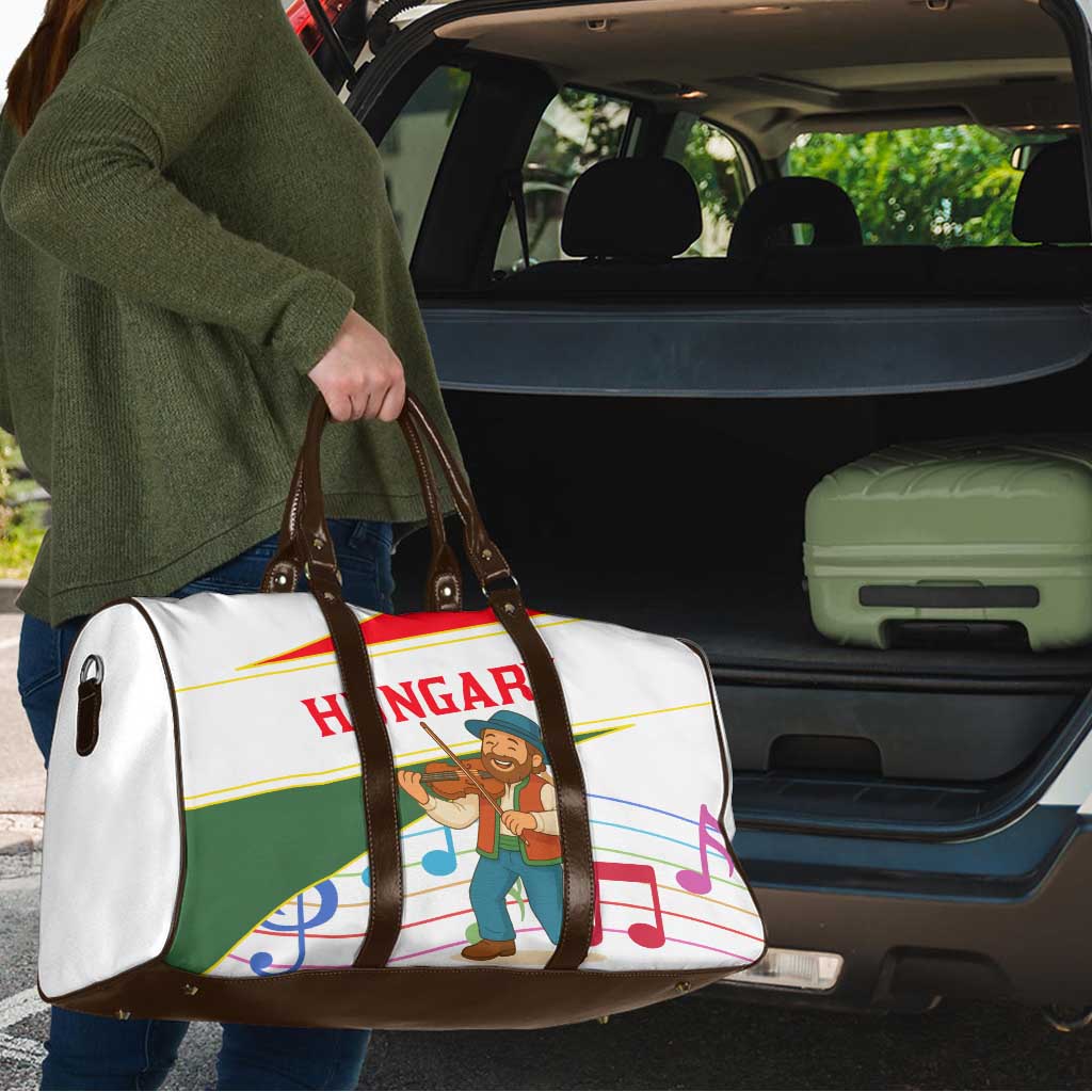 Hungary Travel Bag with Folk Musician Illustration Design and Traditional Floral - Wonder Print Shop