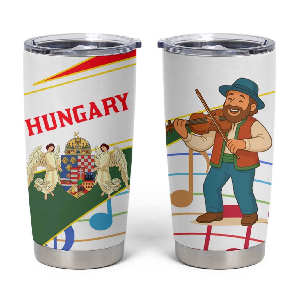 Hungary Tumbler Cup with Folk Musician Illustration Design and Traditional Floral - Wonder Print Shop