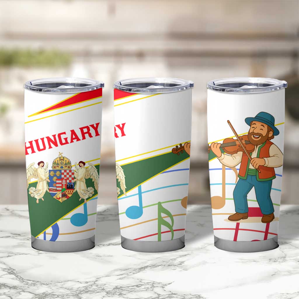 Hungary Tumbler Cup with Folk Musician Illustration Design and Traditional Floral - Wonder Print Shop