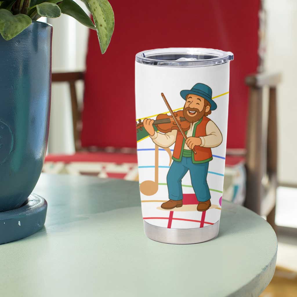 Hungary Tumbler Cup with Folk Musician Illustration Design and Traditional Floral - Wonder Print Shop